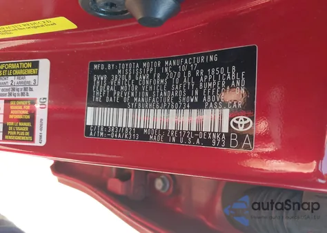 2018 Toyota Corolla Le z USA, uszkodzony, nr VIN 5YFBURHE6JP760734